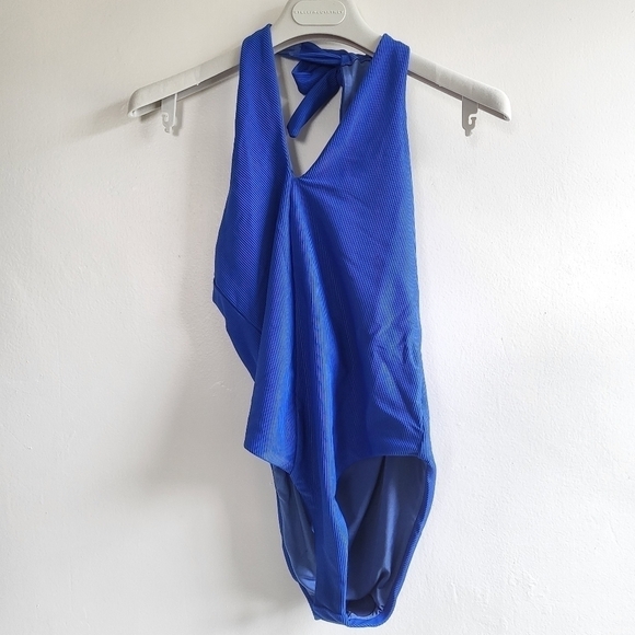 New Beach Riot Nia Asymetrical One Shoulder Tie Deep Ocean Swimsuit NWT Medium - Picture 10 of 14